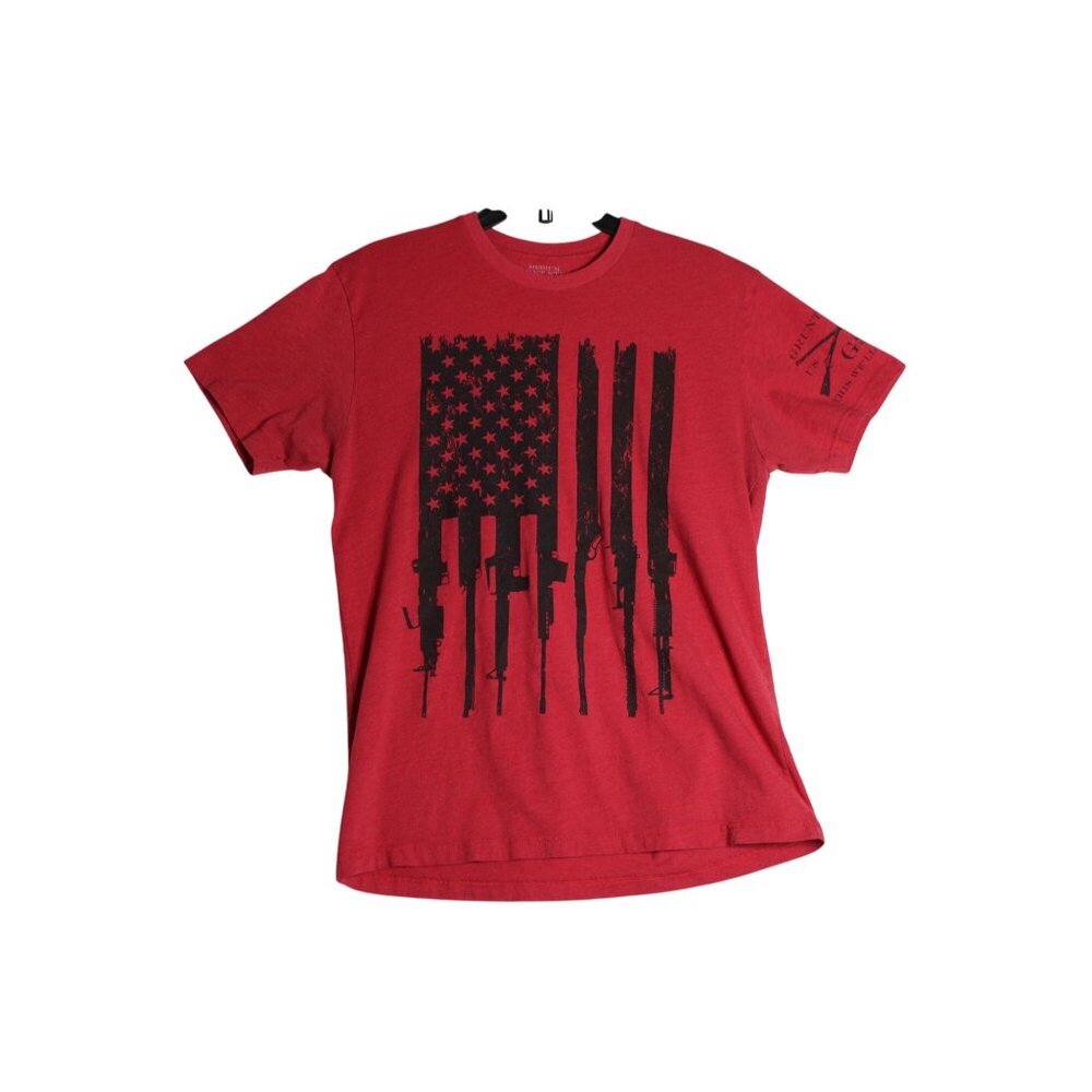 Grunt Style Red USA Flag Guns Tee Shirt Men's Medium